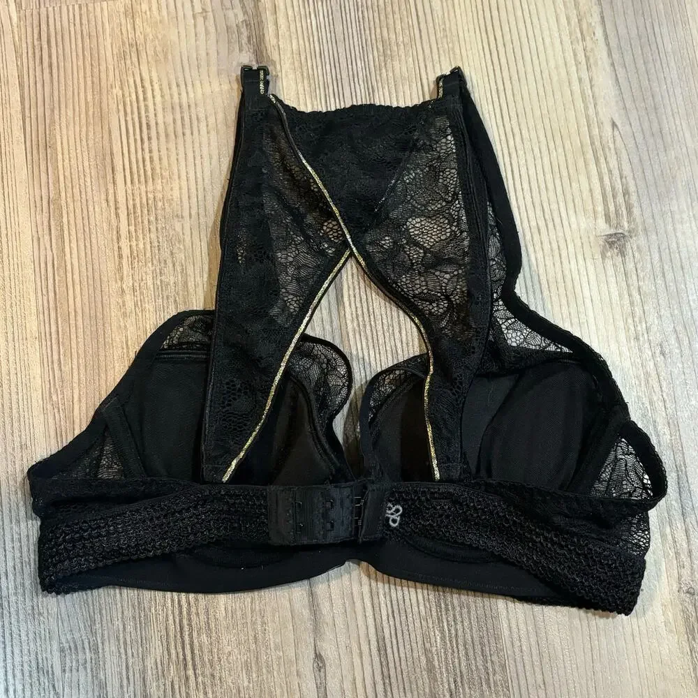 Simone Perele Black Floral Lace Bra - size 30A